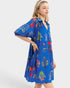 Cerulean Botanical Print Mini Dress