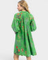 Green Botanical Print Mini Dress