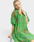 Green Botanical Print Mini Dress