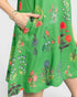Green Botanical Print Mini Dress