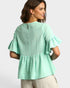 Mint Floral Lace Ruffle Sleeve Top