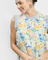 Blue Floral Ruffle Trim Shift Dress