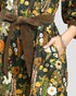 Olive Floral Corduroy-Trim Mini Dress
