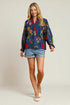 Navy Multi Floral Blouse