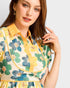 Yellow Floral Puff Sleeve Peplum Top