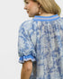 Dusty Blue Floral Puff Sleeve Blouse