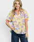 Sunwashed Yellow Multi Floral Ruffle Blouse