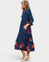 Navy Floral Tiered Midi Dress