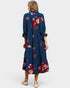 Navy Floral Tiered Midi Dress