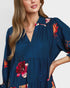 Navy Floral Tiered Midi Dress