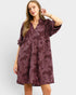 Maroon Floral Jacquard Mini Dress