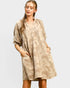 Taupe Floral Jacquard Mini Dress