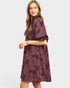 Maroon Floral Jacquard Mini Dress