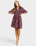 Maroon Floral Jacquard Mini Dress