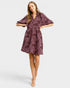 Maroon Floral Jacquard Mini Dress