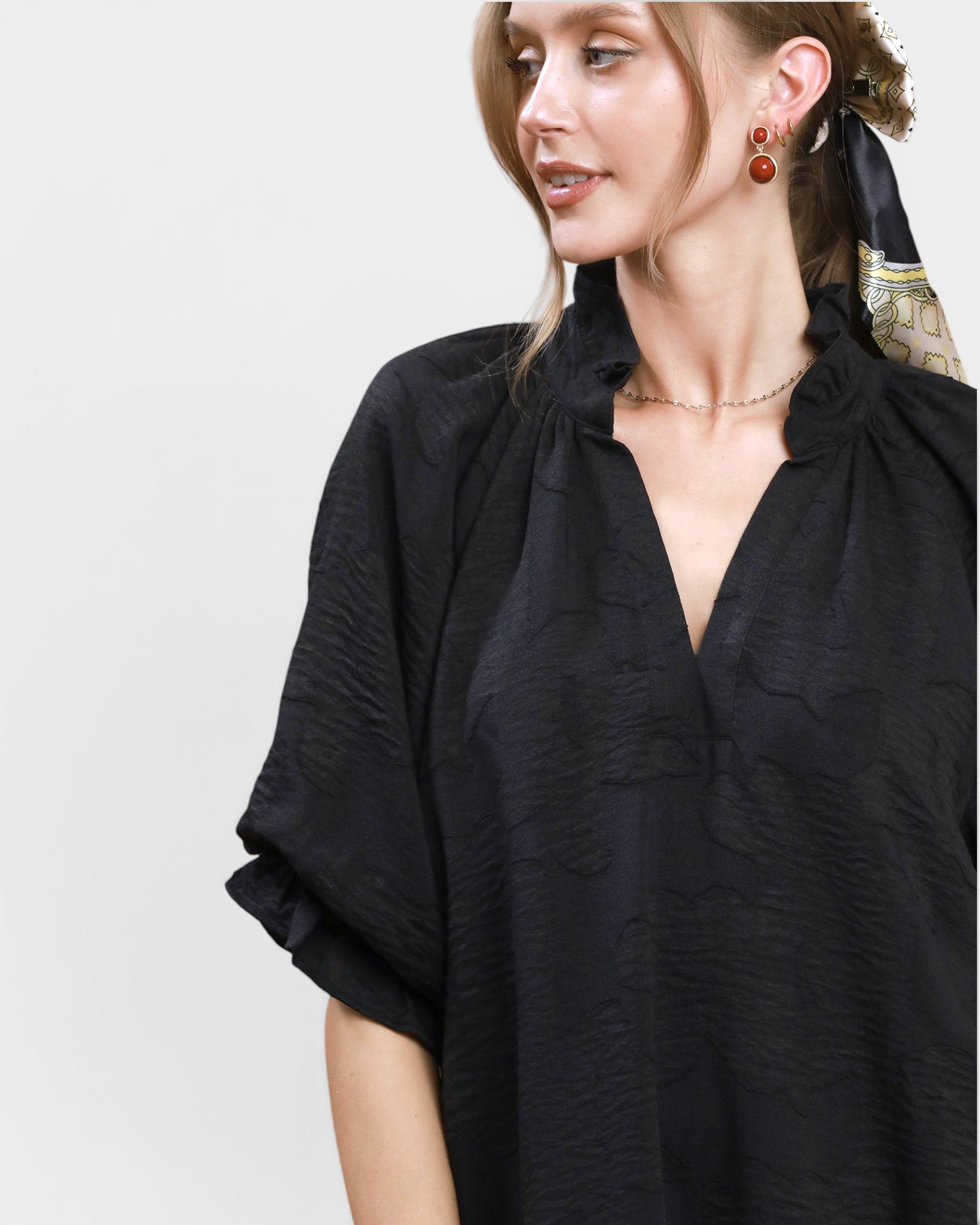 Black Floral Jacquard Mini Dress