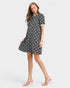 Black Floral Puff Sleeve Mini Dress