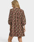 Olive Floral Tie Neck Mini Dress