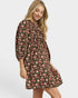 Olive Floral Tie Neck Mini Dress