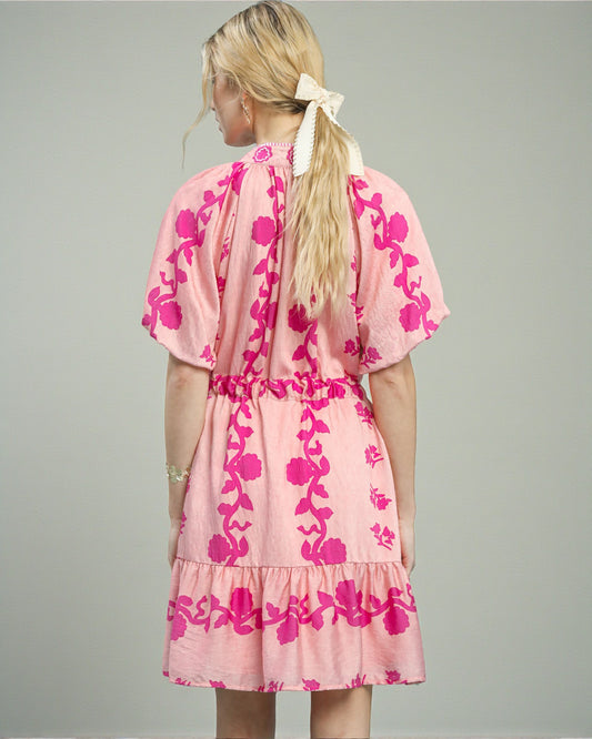 Blush & Fuchsia Floral Mini Dress