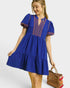Cobalt Blue Embroidered Mini Dress