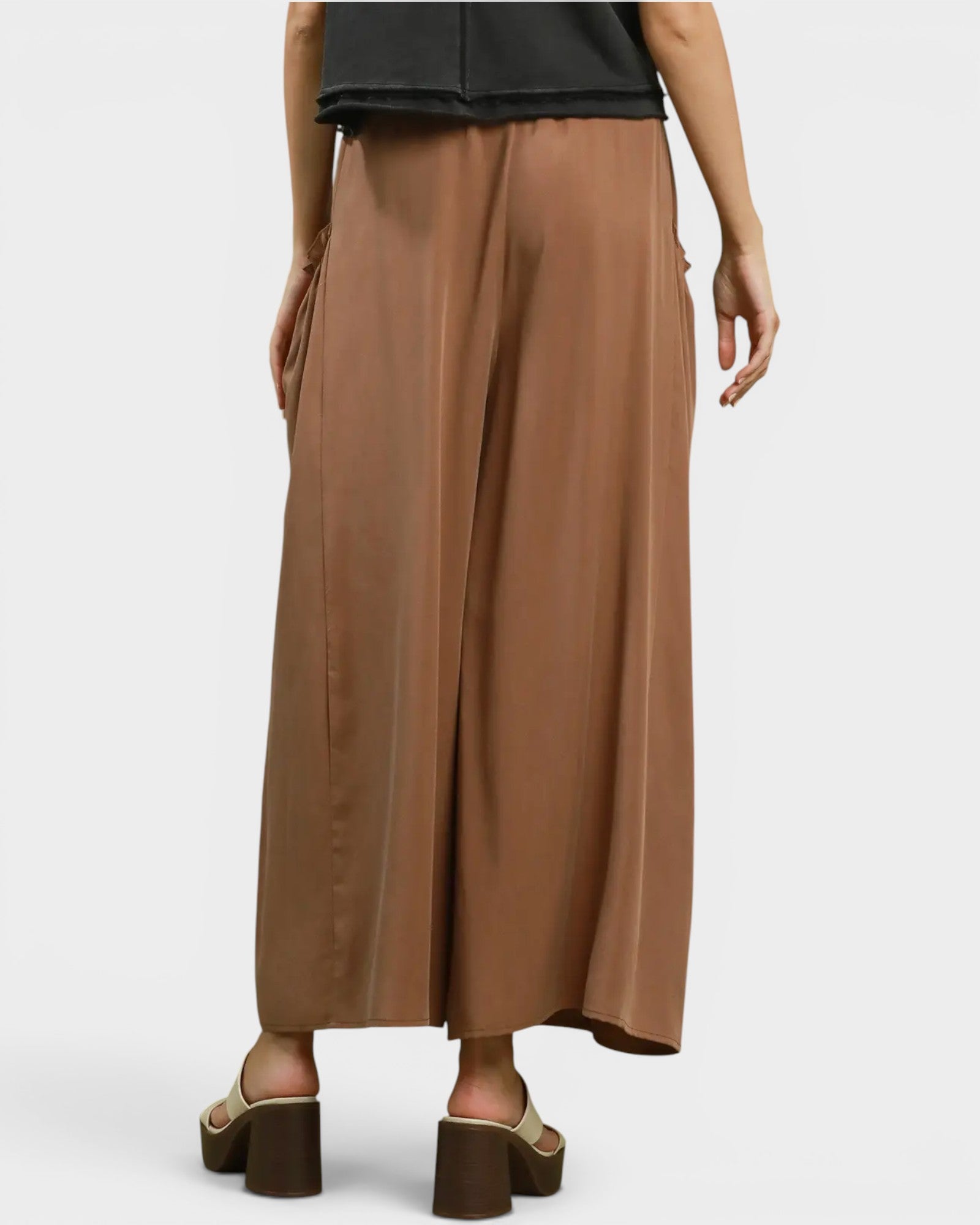 Brown Tencel Wide Leg Pants