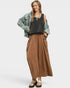 Brown Tencel Wide Leg Pants