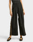 Black Leopard Trim Wide Leg Pants