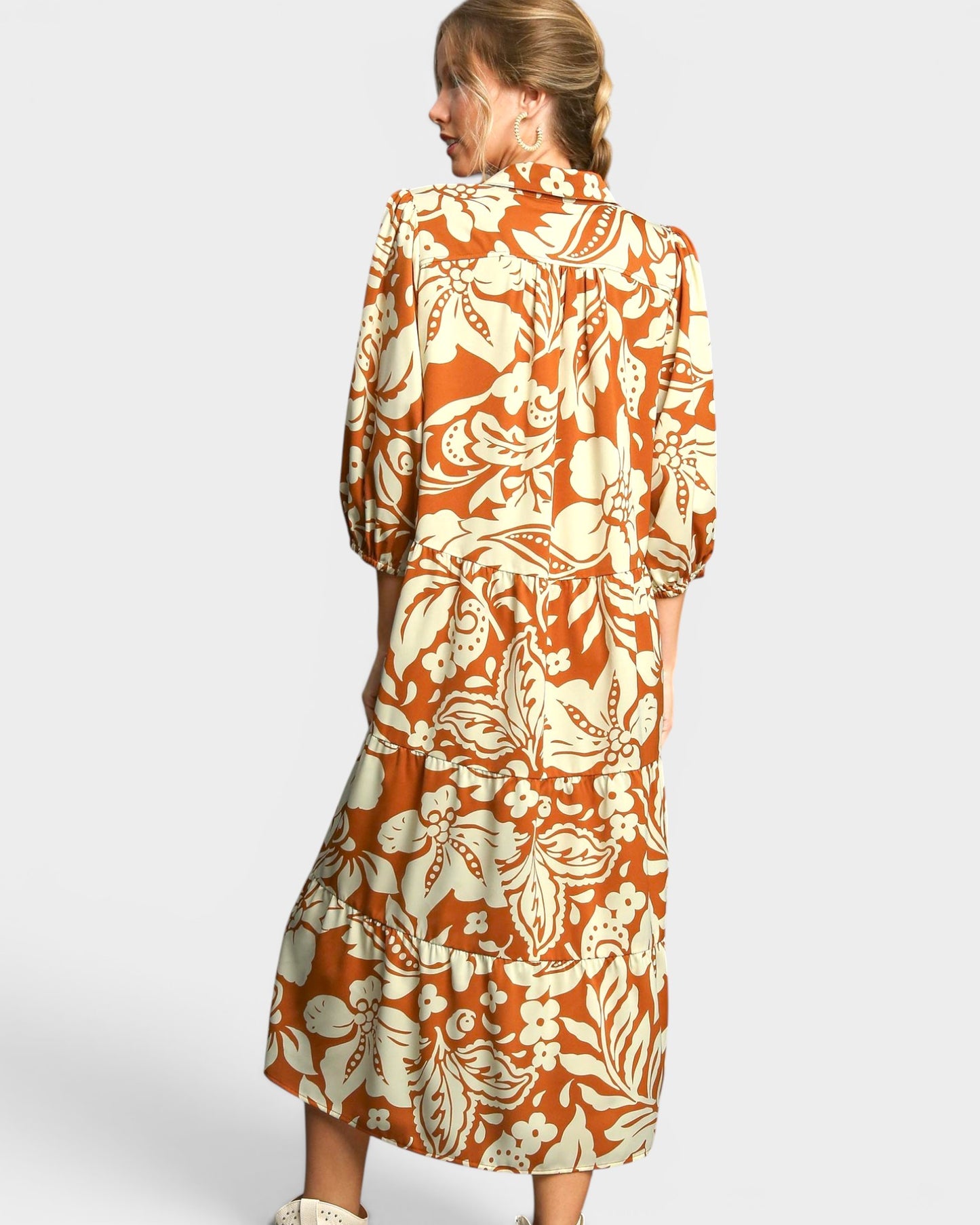 Cinnamon & Cream Floral Midi Dress