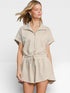Oatmeal Half Zip Romper