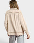 Oatmeal Leopard Trim Scallop Hem Blouse