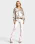Taupe Metallic Long Sleeve Blouse