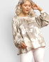 Taupe Metallic Long Sleeve Blouse