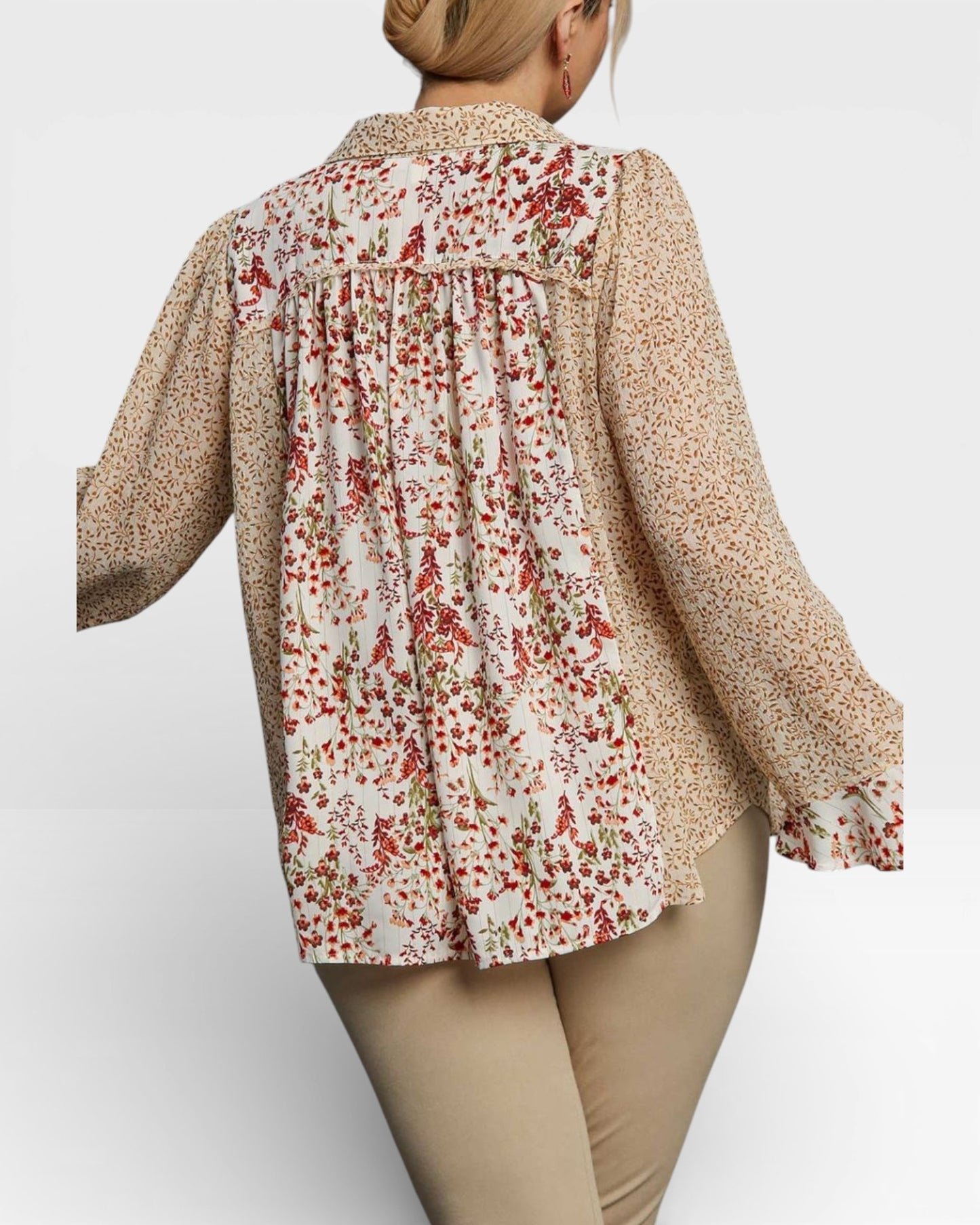 Ivory & Sand Mixed Floral Button-Up Shirt