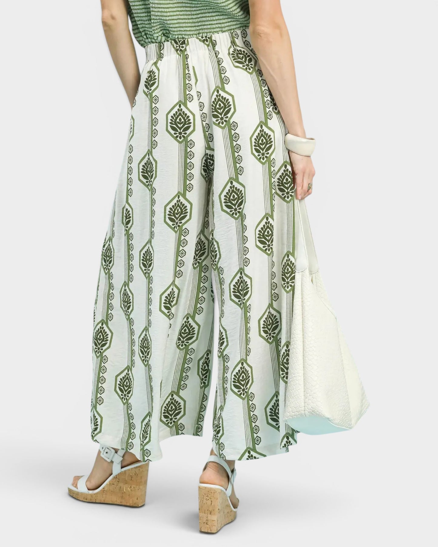 Ivory & Sage Geometric Wide Leg Pants