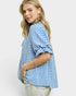 Blue Gingham Ruffle Sleeve Top