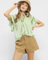 Lime Gingham Lace Trim Top
