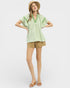 Lime Gingham Lace Trim Top