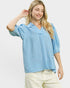 Blue Gingham Puff Sleeve Top