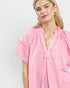 Pink Textured Flutter Sleeve Blouse