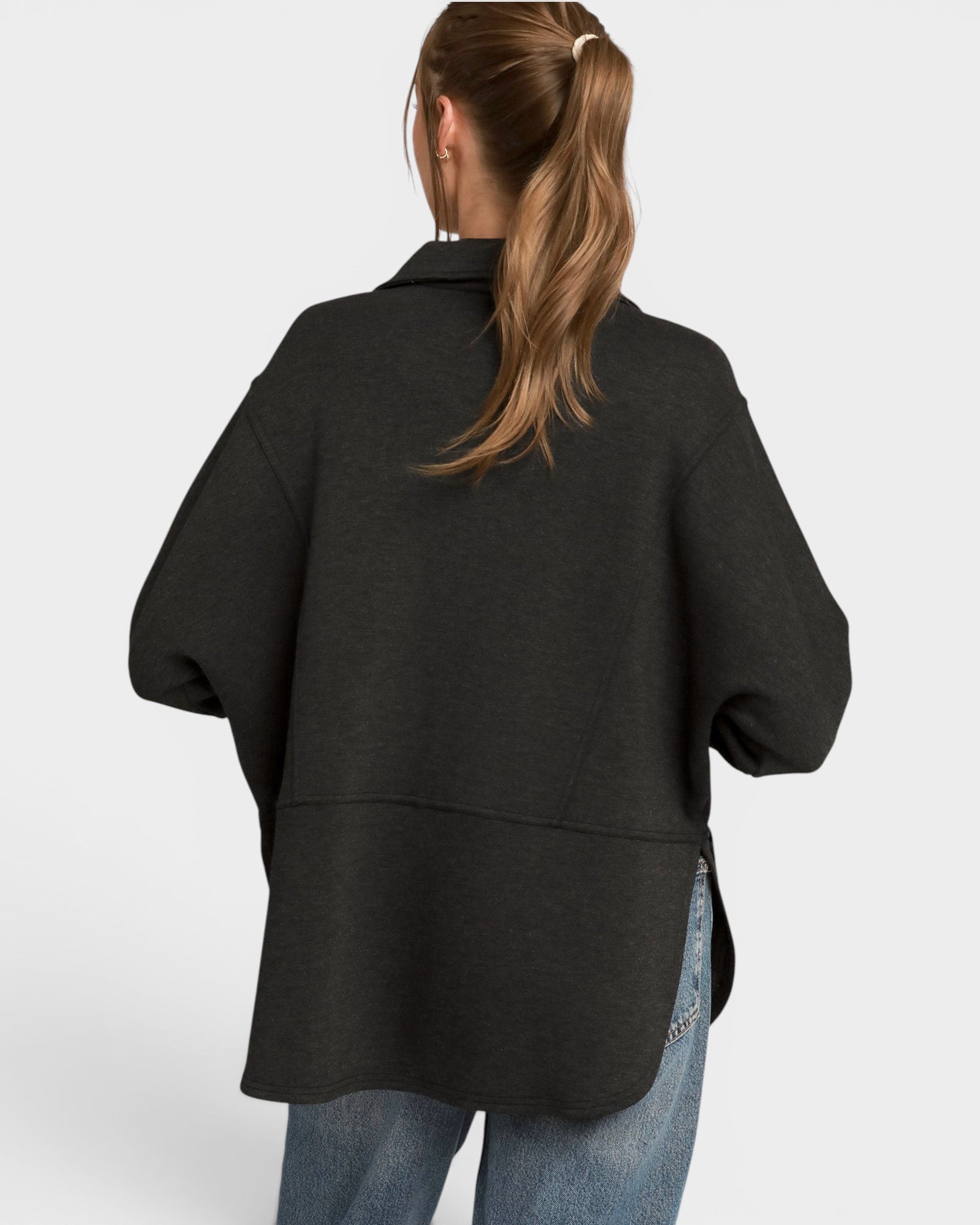 Black Snap Collar Pullover