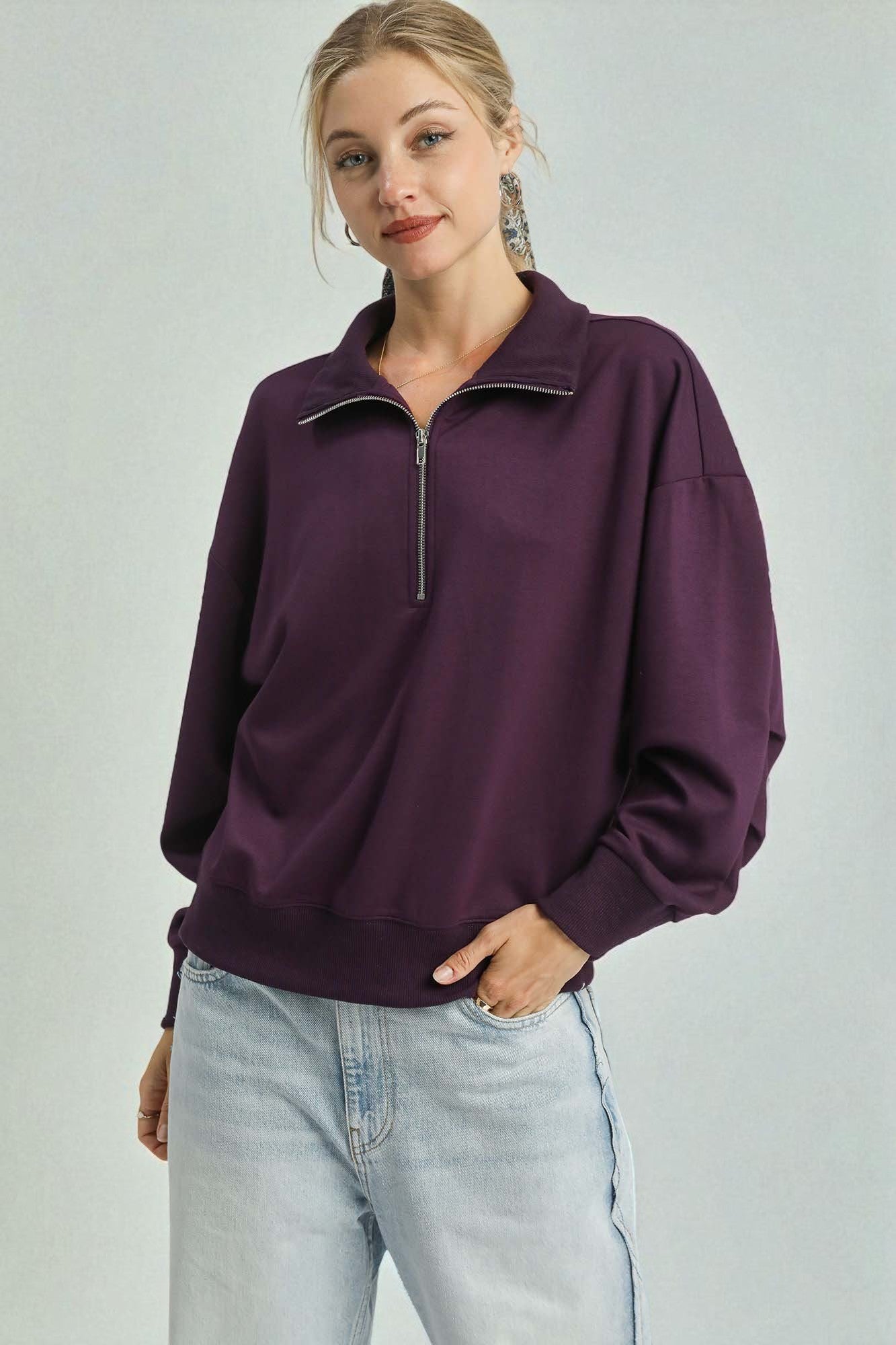 Deep Plum Half Zip Pullover