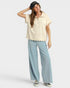 Cream Scallop Hem Quarter Zip Top