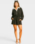 Black Half Zip Long Sleeve Romper