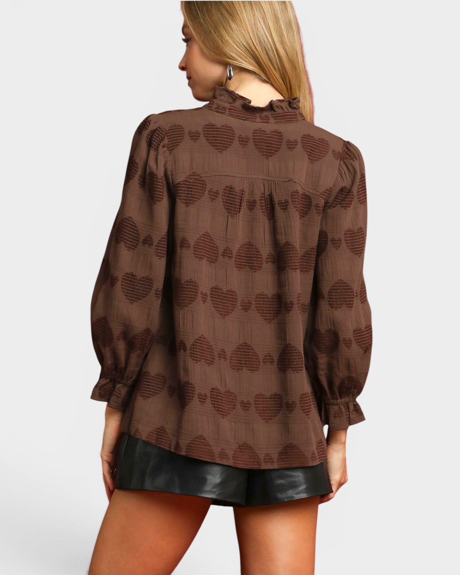 Chocolate Heart Jacquard Blouse