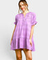 Lilac Heart Textured Cotton Mini Dress