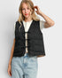 Black Heart Quilted Tie Front Vest