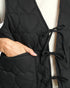 Black Heart Quilted Tie Front Vest