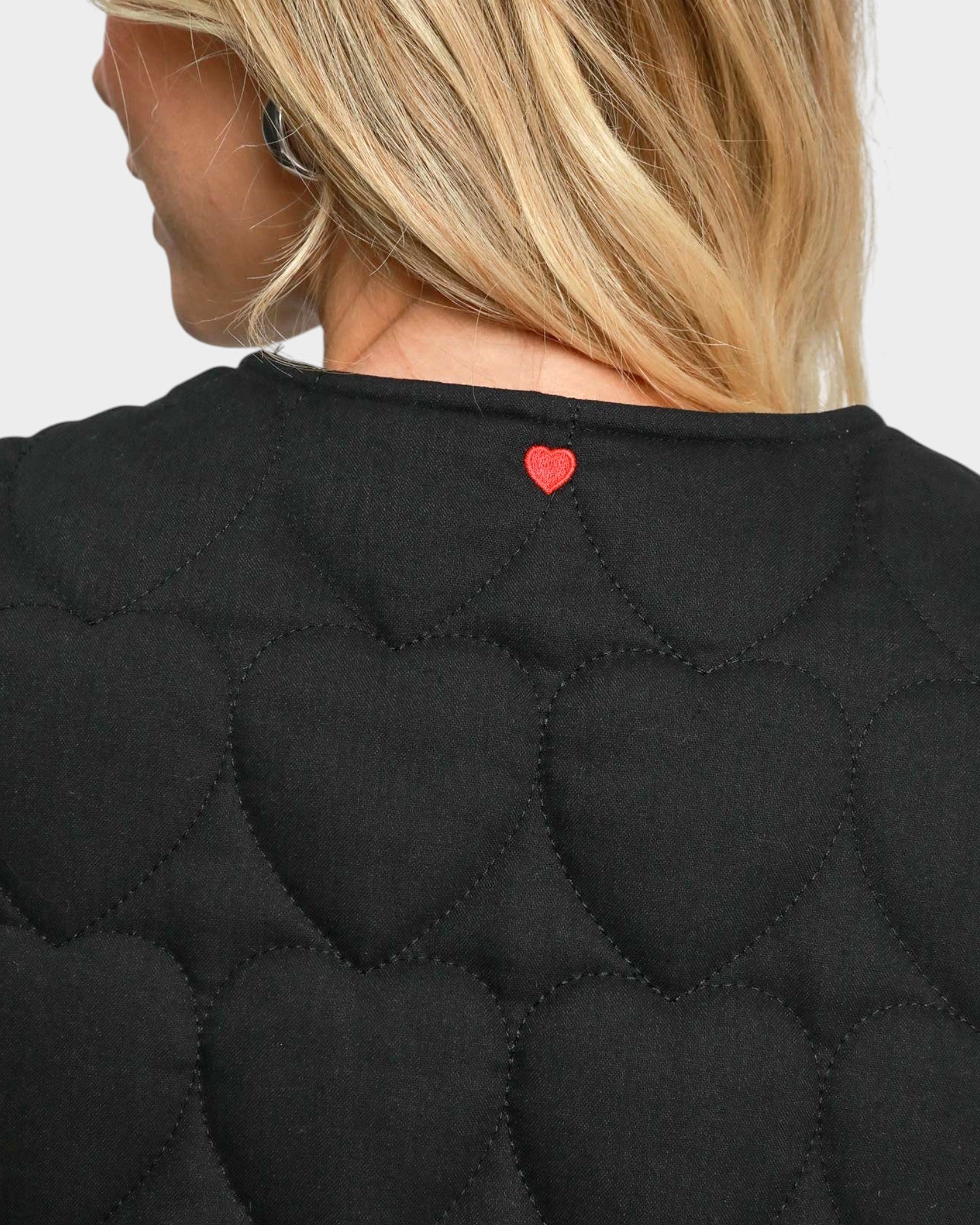 Black Heart Quilted Tie Front Vest