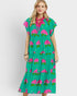 Teal Hydrangea Print Midi Dress